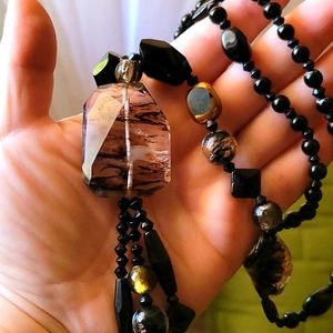 Rare Rutilated Tourmaline and glass Necklace